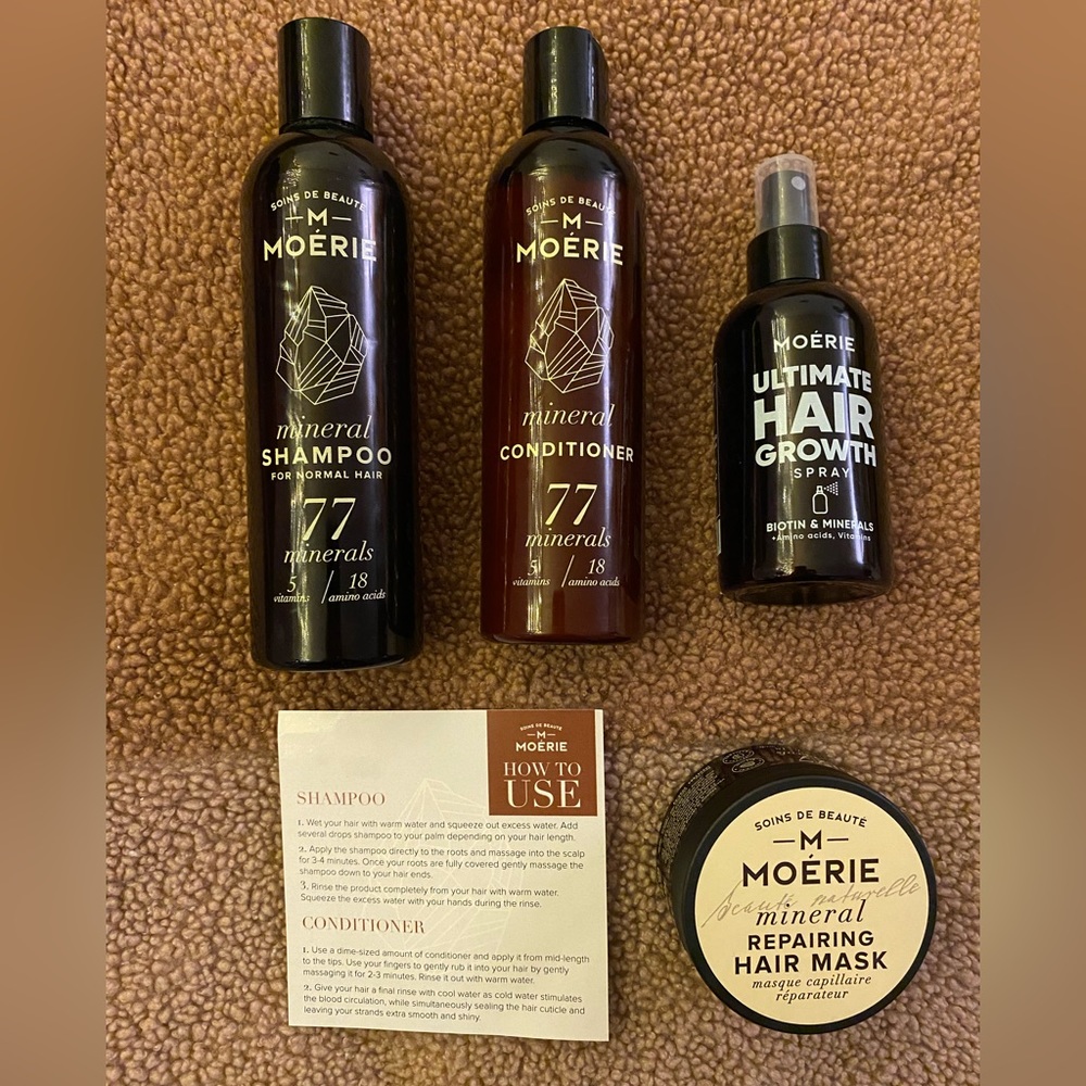Moérie Ultimate Grow & Repair Set - shampoo, conditioner, hair mask, and spray
